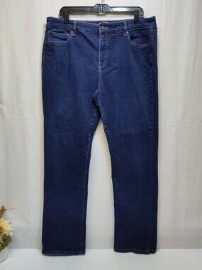 St Johns Bay Classic Fit Straight Leg Denim Jeans Sz 18 Dark Blue Cotton Stretch